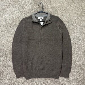 Joseph Abboud Sweater Large Men’s 1/4 Zip Brown Wool Blend Shacket Classic